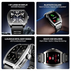 boAt Enigma Radiant Luxury Watch for Man w/1.43"(3.63 cm) AMOLED Display, AOD, Premium Metal Build, Round Dial, 200+Watch Faces, Upto 7 Days Battery Life, Fitness smartwatch for Men (Metal Black)
