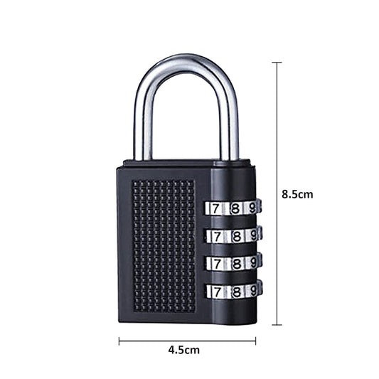 SYGA 4 Digit Combination Padlock, Security Padlock, Luggage Travel Locks, Code Lock with Alloy Body for Travel Suitcases Luggage Bag Case Locker, School Gym, Bike Lock - Zinc Finish (Black)