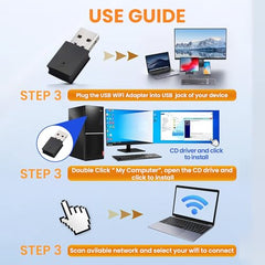 Techie USB Wi-Fi Adapter 600Mbps with Bluetooth 4.2 Dual Band USB 2.0