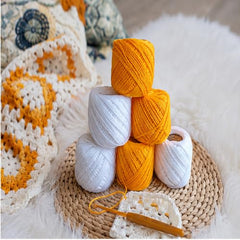 Crochet Cotton Thread Yarn Combo, 10 Rolls for Knitting, Crochet, Embroidery and Craft Making, Soft Decorative Thread for Handmade DIY Projects, Yellow & Green