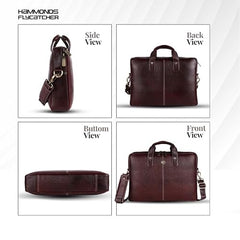 HAMMONDS FLYCATCHER Men Genuine Leather Office Bag - Laptop Bag - Padded Laptop Compartment, Fits 14 Inch Laptop - Adjustable Strap, 1 Year Warranty - Office, Travel, Daily Use - Brushwood, Brown