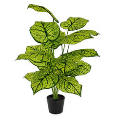 GARDEN GYANI Artificial Areca Palm Plant with Black Pot – 145 cm Tall Faux Tropical Decorative Plant with 35 Leaves for Home, Office & Living Room Décor