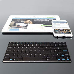 Rii K12 Ultra Slim 2.4GHz Portable Mini Wireless KODI Keyboard Large Size Touchpad Mouse, Stainless Steel Back Cover, Rechargeable Li-ion Battery, IPTV, Android TV, XBMC, Windows, Black