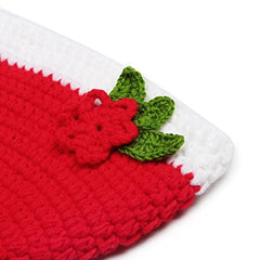 MOMISY Newborn Baby Photography Prop Crochet Costume 2 Pcs Handmade Knitted Hat Sleep Bag Photographic Prop Outfit for Baby - Red and White