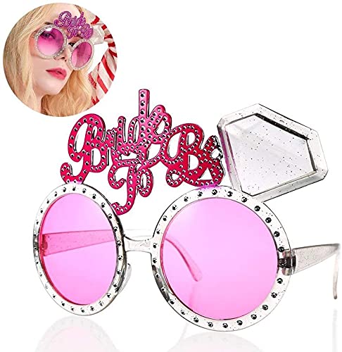 SYGA Fancy Dress Hen Party Bride to Be Sunglasses Glasses Hen Night Do Accessories Gift for the Bride Her Pink Transparent Diamantes for Hen Night Girls Night Out Party Wedding Decorations