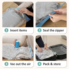 Cozy Essential Travel Vacuum Storage Bags with Rechargeable Cordless USB Pump, Space Saver Bags for Luggage, Suitcase, Carry-On, for Clothes, Blankets, Bedding & Seasonal Storage,15 Combo
