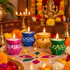 BUC Tulsi Diya for Diwali Decoration | Colourful Wax Candle | Set of 24 | Tulsi Shape Wax water bowl floaters | Festive home decor & gifting under budget | diwali decoration for home | fancy diyas