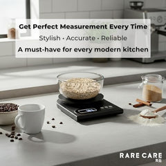 RARECARE Kitchen Weight Machine For Home | Electronic Weighing Machine for Food | Tare Function 1 Year Warranty | Dual Weight Setting | Weighing Scale For Kitchen | Model - Ounce, Black