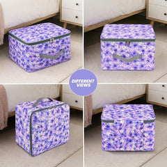 Storite 2 Pack Nylon Wardrobe Bag Underbed Cloth Storage Organizer | Moisture Proof Storage Bag, Storage box for Clothes Saree Bags, Zippered Closure & Handle - Magenta,37x34x23 cm