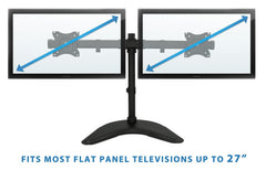 Mount-It MI-1781 Dual Monitor Desk Stand LCD Mount Adjustable Free Standing Two Computer LED Displays Stand 20 23 24 27 Inch Screen Sizes Black