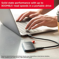SANDISK 1TB Portable SSD, 800MB/s R, USB 3.2 Gen 2, Rugged SSD with Upto 2 Meter Drop Protection, Type-C to Type-A Cable, PC & Mac Compatible, 3 Y Warranty, External SSD (SDSSDE30-1T00-G26)