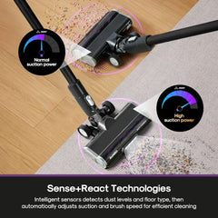 Eureka ReactiClean 200W Lightweight Cordless Stick Vacuum, NEC410BK | 5.5 lbs Lightweight, Detachable Battery, Up to 50-Min Runtime, Tangle-Resistant Brush, For Pet Hair, Hardwood, Carpet, Stairs