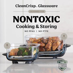 Ninja Crispi 1700W CleanCrisp Glass Air Fryer | 1.4L & 3.8L containers, Microwave, Freezer and PFAS Safe, Non-Toxic Glass Portable Cooking System with 2 year Warranty