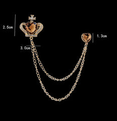 SYGA Men's & Women Suit Shirt Stud Lapel Pin Chain Tassel Brooch Pin with Crystal Chain(Golden)