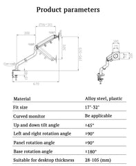 SYGA Monitor Arm for Screens up to 32 Inches, Black, Height Adjustable Stand Fits Most Flat Panel Displays