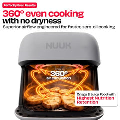 NUUK BRĪSK 6.5L 100% Toxin-Free Ceramic Air Fryer|ILAG® CeramicTech™|No Micro plastics, No PTFE, PFAS, PFOA|12 Cooking Presets|Digital Display|Shake Reminder|360° Even Cooking