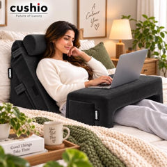 CUSHIO Lap Desk & Wedge Combo for Laptops, Study and Reading (Black)