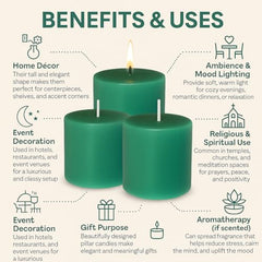 Pure Source India Paraffin Wax Scented Pillar Candles for Home Decor Smokeless & Dripless Candle (Rose - Red) Set of 3.