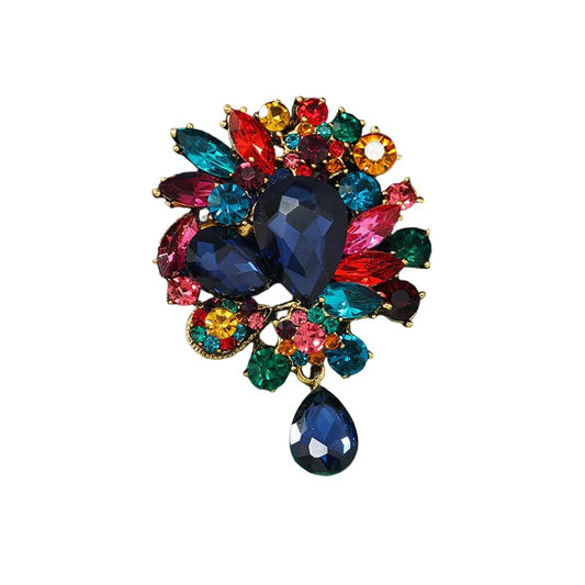 SYGA Brooch Pin Fashion Crystal Rhinestone Jewellery Pin Vintage Clothing Accessories Decoration Vintage Full Diamond Multicolour Brooches For Women- S78