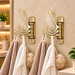 iSTAR Wall Hooks for Hanging | Flexible 4 Pin Hooks Bathroom Cloth Hanger Wall Hook Door Robe Hooks for Hanging Keys, Clothes, Towel (Rose Gold, Pack of 3)