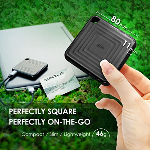 SP Silicon Power PC60 512GB Portable SSD, Up to 540MB/s, USB 3.2 Gen 2, Type-C to Type-A Cable, PC & Mac Compatible, External Solid State Drive, Pocket-Size (SU512GBPSDPC60CKIN)