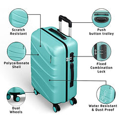 Safari 3Pc Polycarbonate Persia Set-55+65+77 Cms Small, Medium & Large Size (Cabin & Check-in) 8 Wheels Luggage/Speed_Wheel Suitcase/Trolleys (Pearl Blue)