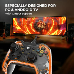 EvoFox Elite S Advanced Wired Gaming Controller for PC, 1000Hz Polling Rate, Hall Effect Joysticks, Programmable Macro Buttons, Sniper Mode & Turbo Mode, Dual Vibration, RGB Lighting, 1.8m Cable, Grey