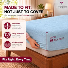 Trance Home Linen Premium 220 GSM+ 72"x36" Single Bed Size Cotton Terry Waterproof Mattress Protector | Elasticated Fitted Non-Toxic Bed Protector | Single Bed Mattresses Cover 72x36 inch, Brown
