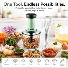 KITCHENOL Food Chopper 900ml, 4 Blade Steel Large Manual Hand-Press Vegetable Chopper Mixer Cutter to Cut Onion, Salad, Tomato, Potato 1000ml (Pack of 1) (dori Chopper)