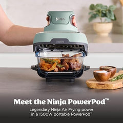 Ninja Crispi 1700W CleanCrisp Glass Air Fryer | 1.4L & 3.8L containers, Microwave, Freezer and PFAS Safe, Non-Toxic Glass Portable Cooking System with 2 year Warranty