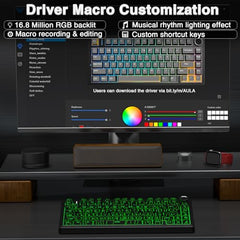 AULA F75 Pro Wireless Mechanical Keyboard,75% Hot Swappable Custom Keyboard,RGB Backlit,Pre-lubed Linear Switches,Side Printed PBT Keycaps Mechanical Gaming Keyboards,Gradient Purple