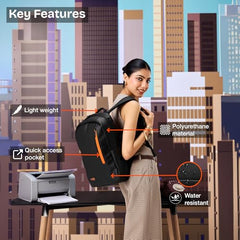 Nasher Miles Madison Passenger Workpack 22 Liters Water Resistant, Padded, Premium Reversed Polyester Black Yellow Laptop Backpack | USB charging| Unisex | Ideal For Office (Black & Yellow)