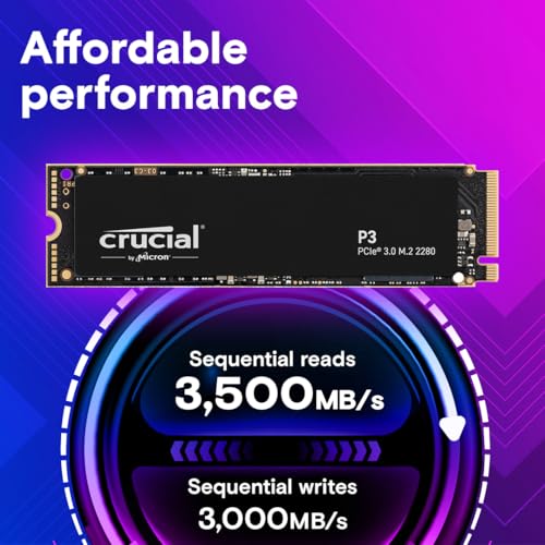 Crucial P3 Plus 2TB PCIe 4.0 3D NAND NVMe M.2 SSD, up to 5000MB/s - CT2000P3PSSD8