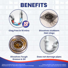 Kiwi Dranex Drain Cleaner Powder | Pack of 6 | Unclogs Drains in 10 Min