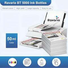Ravaria Refill Ink for HP GT51XL/53XL GT 52 for HP Ink Tank 115,310,315,319,410,415,416,419,455,500,515,530,589,615,750,790,670,GT5810,GT5811,GT5820(GT51XL + GT52CMY(4 Color Set),Multi-Color Pack)