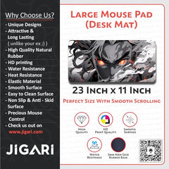 JIGARI Extended Anime Large Mouse Pad (11 x 23 Inch) | Gaming Mousepad for Laptop, Desktop & Keyboard | Smooth Surface | Anti-Slip Rubber Base (Zoro - Sword Master - One Piece (P08))