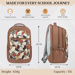 F Gear Arashi Mocha Mousse 35L School Backpack,Laptop Sleeve,4 Compartments