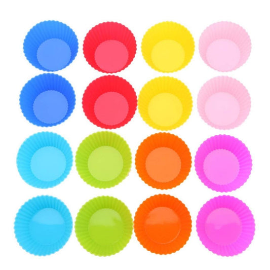 SYGA Set of 12 Round Shape Silicone Muffin Cups Handmade Soap Molds Biscuit Chocolate Ice Mould(Random Color)