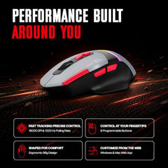 EvoFox Blaze 2 Plus Wired Gaming Mouse, 16,000 DPI, 1000Hz Polling Rate, 8 Programmable Buttons, RGB Lighting, Lightweight 98g, 220 IPS, 30G Acceleration, Windows & Mac Web Customization App