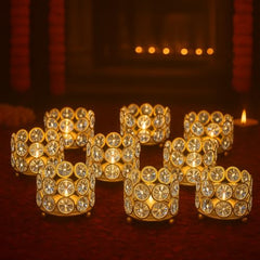 CentraLit Tealight Candle Holder Votives Bowl Iron Artware for Home Decoration, Christams Diya Diwali Decoration Lights Centerpieces for Wedding Home Party Table Decor (Gold (Pack of 10))