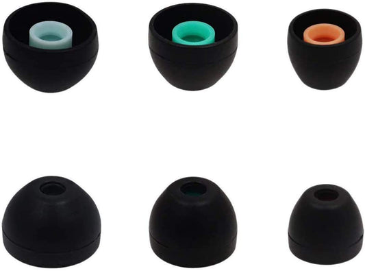 Syga Hybrid Silicone Earbuds Ear Buds Tips for Sony XBA, MDR and DR Series in-Ear Earphone Headsets SML 3 Size 3 Pairs, Hybrid Eartips for Sony, Set of 3 (Black, Orange, Green, Blue)