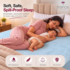 Trance Home Linen Premium 220 GSM+ 72"x36" Single Bed Size Cotton Terry Waterproof Mattress Protector | Elasticated Fitted Non-Toxic Bed Protector | Single Bed Mattresses Cover 72x36 inch, Brown