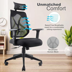 ASTRIDE Ergofit ISI Certified Ergonomic Office Chair for Work | 2D Headrest, Adjustable Arms & Lumbar Support | Single Lock Mechanism DIY [Grey-White]
