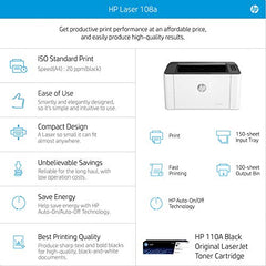 HP Laser 1008a Printer, Single Function, Print, Hi-Speed USB 2.0, Up to 21 ppm, 150-sheet Input Tray, 100-sheet Output Tray, 10,000-page Duty Cycle, 1-Year Warranty, Black and White, 714Z8A
