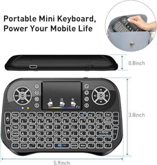ETZIN Mini Wireless Keyboard,H20 with Touchpad, Colorful Backlit Small Wireless Keyb-oard,Full Size Touchpad, Handheld IR Remote Keyboard for Android TV Box Windows etc (EPL-600KM)