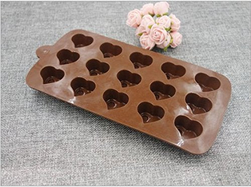 SYGA Silicone Love Shape Chocolate Jelly Candy Mold, Cake Baking Mold, 15-Cavity Bakeware Mould, Brown