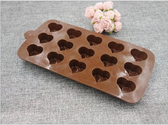 SYGA Silicone Love Shape Chocolate Jelly Candy Mold, Cake Baking Mold, 15-Cavity Bakeware Mould, Brown