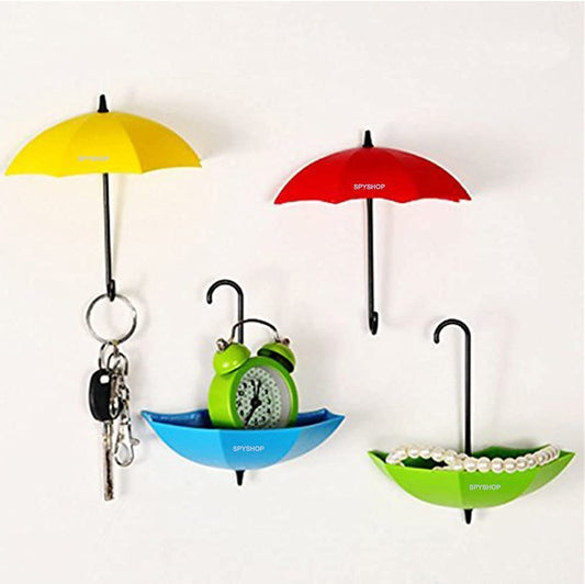 SYGA Umbrella Wall Hooks Set Colourful Utility Sticky Wall Key Rack Hanging Holder Decor Wall Mounted Hook Up Decoration Organiser for Kitchen Bathroom Office Keys Jewellery Small Items- 12Pcs