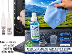 Anjo 10 in 1 Combo of Wired Keyboard, Wired Mouse, Anti-Skid Mouse Pad, USB Hub 3.0, 3 in 1 Cleaning Kit, OTG 2in1 Micro & C, Extension Cable, USB Light, Laptop Lid & Trackpad Lamination