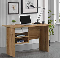 DeckUp Plank Giona Engineered Wood Study Table and Office Desk (Walnut and White, Matte Finish)